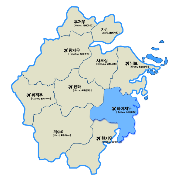절강성지도 타이저우시